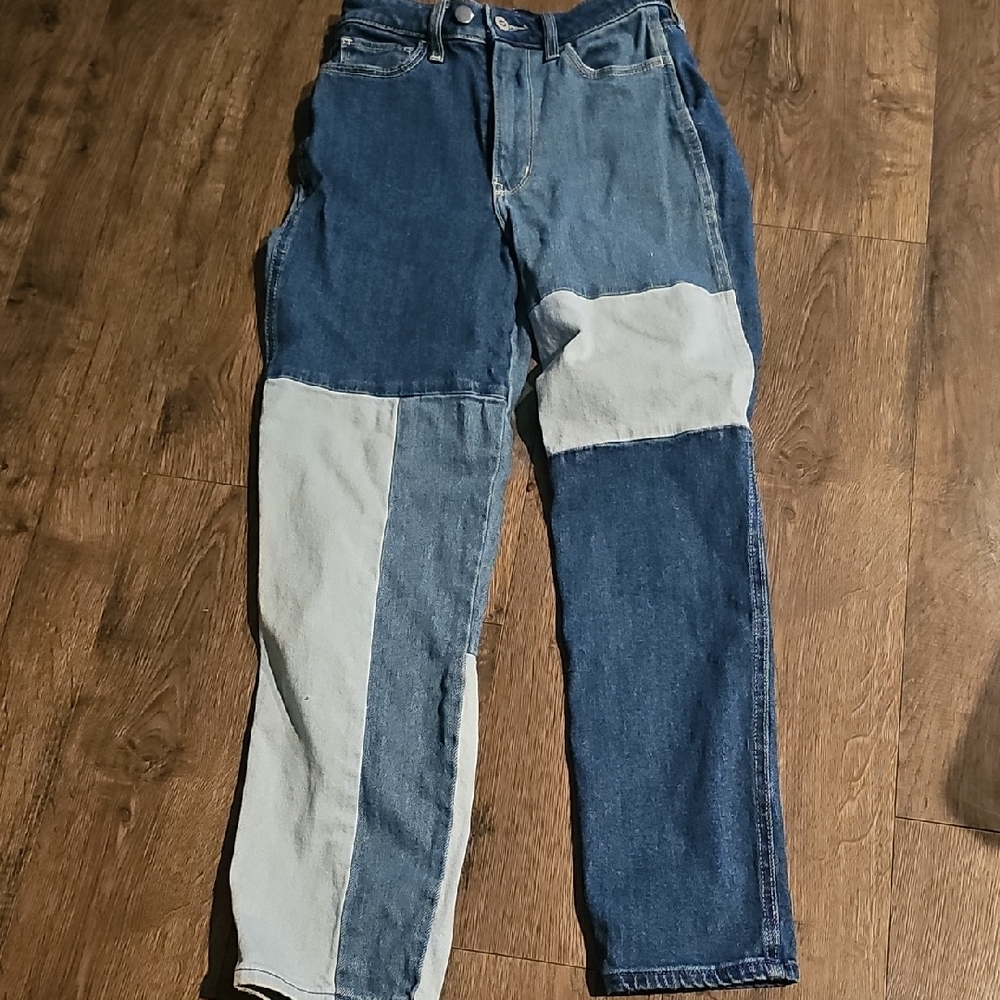 Hollister Patchwork Jeans Denim Women High Rise Waist 24 Length 27 Stretch